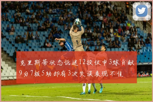 克里斯蒂状态低迷12投仅中3球贡献9分7板5助却有3次失误表现不佳